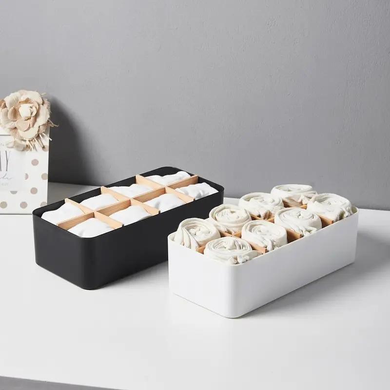 Desktop Storage Box Compartment Bamboo Toothbrush Razor Makeup Brush Holder Bedroom Desk Organizer Storage Basket Holder