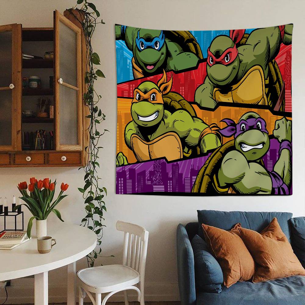 

N-Черепашки-ниндзя Мультфильм Аниме Мультяшный Гобелен Искусство Научная фантастика Комната Домашний декор Настенное панно Домашний декор 50x70 cm