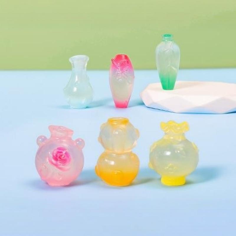 9Pcs Unique Simulation Mini Luminous Vase Ornaments DIY Micro Landscape Dollhouse Decor for Shelf Display