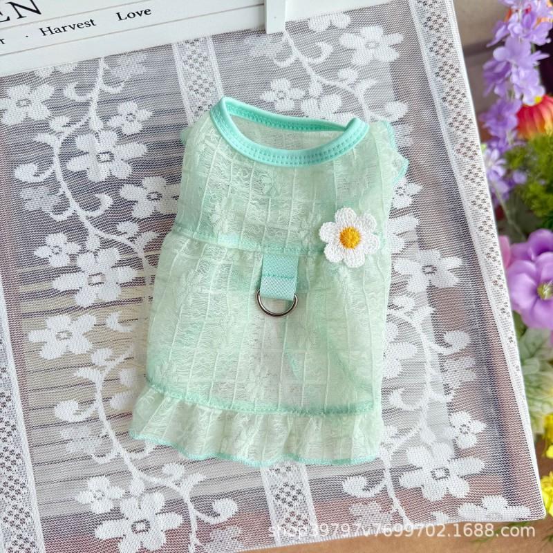 Mesh Dress Dogs Cats Breathable Sleeveless Vest Sun Protection Anti-Shedding Princess Style Bichon