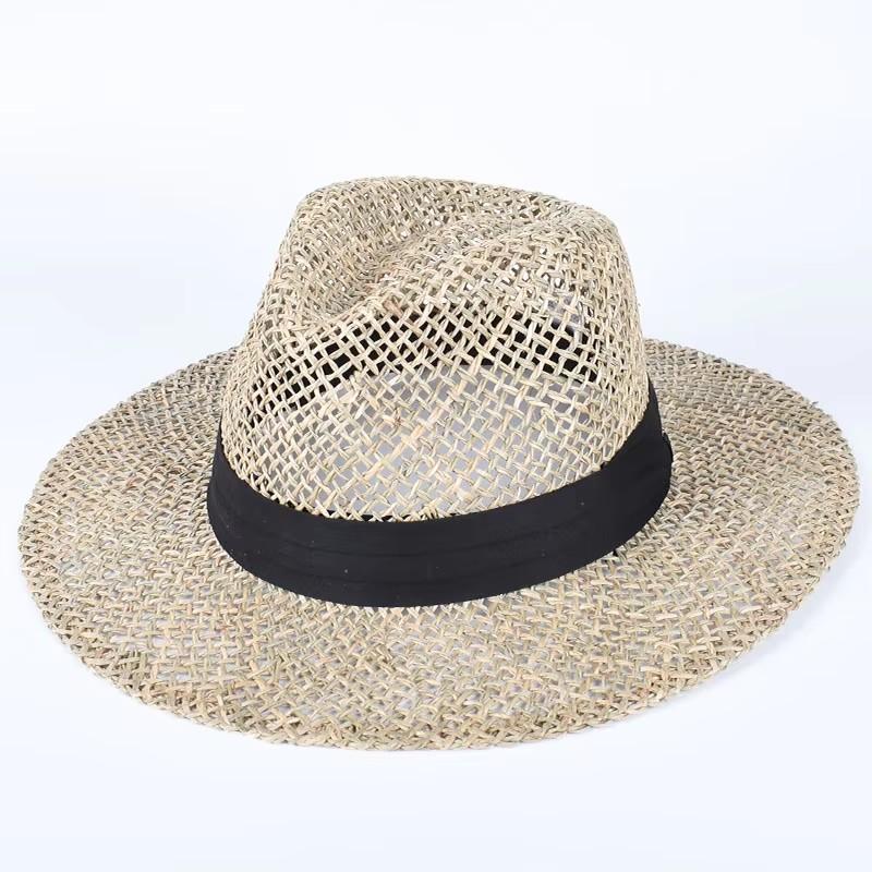

100% Natural Grasses Panama Beach Sun Hat Woman Summer Straw Hat Travel Wide Brim UV Visors Protection Elegant Ladies Sunhat Cap About 58cm