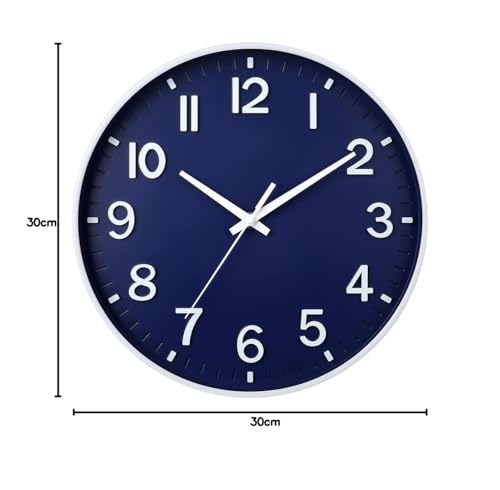 Ceas de perete silențios, albastru marin