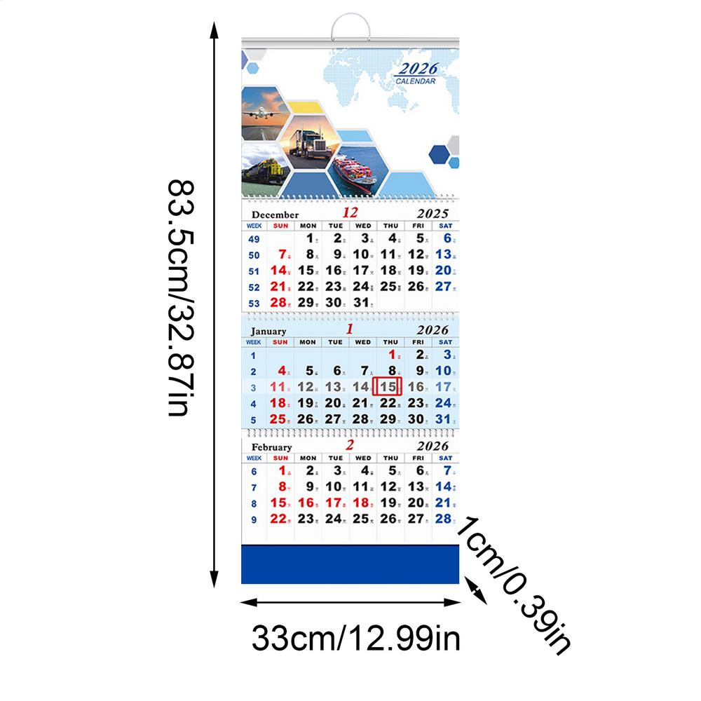2026 Wall Calendar 3 Months Home Organizer Wall Hangable Calendar for Friends Family Living Room Study Apartment