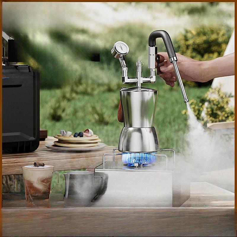 AK-74 Milk Frother With Water Vapor Separator Frothing Pitcher Stainless Steel Dry Steam Milk Steamer