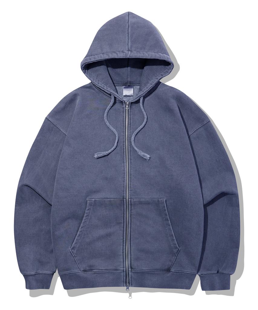 Topboy Heavy Duty Pigment Two-Way Zip-Up Hoodie Stone Navy