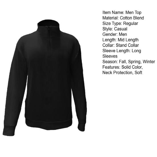 Erkekler Sonbahar Bahar Üst V Yaka Fermuar Standı Yaka Düz Renk Yumuşak Sıcak Kazak Elastik Rahat Erkek Günlük Gömlek