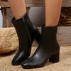 Women Boots High Quality Casual Leather Boots Classic Side Zip Ankle Boot Elegant Temperament High Heeled Boots Bottines Femmes