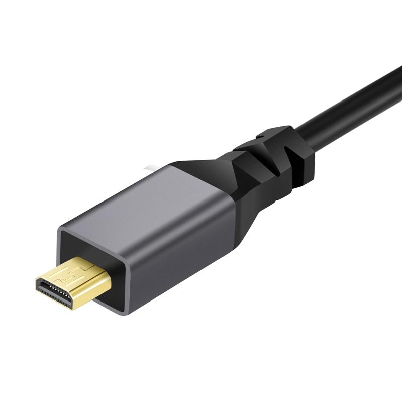 0.5-2.4m 4K Micro HDMI to HDMI Coiled Extension Cable Male to Male HDMI2.0 Flexible Spiral Cord