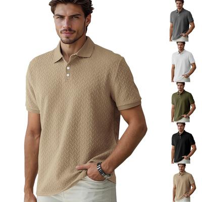 New Products Are Hot In Summer Men's Heavy Jacquard Design Simple Casual Business Loose POLO Short Sleeves