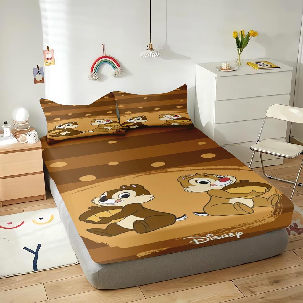 Chip And Dale Cartoon Fitted Sheet Cover For Children Cute Digital Printing Bedding, Coverage, Teenager With Elastic Sheets