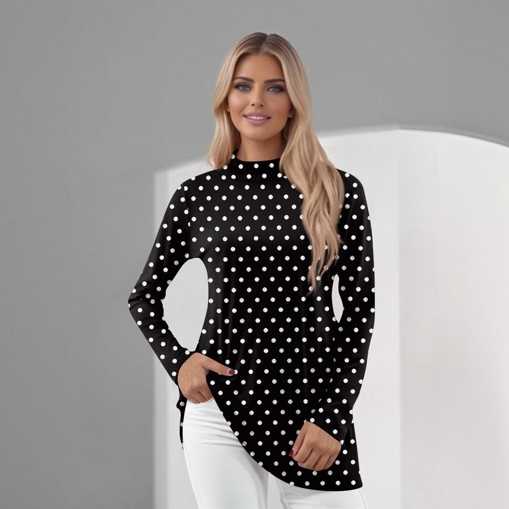 Women's Daily Casual Long Sleeve Mid Collar Top
