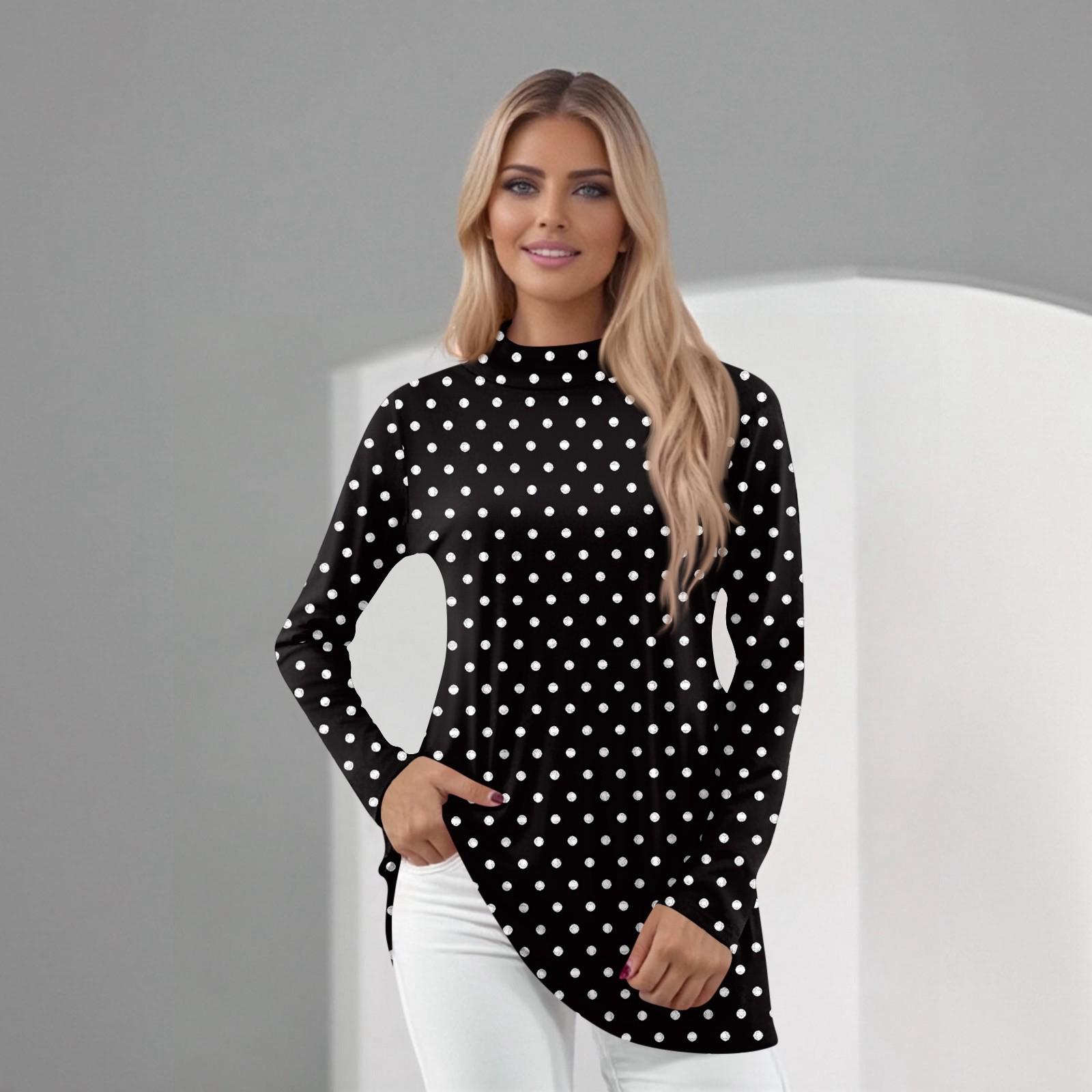 

Women s Daily Casual Long Sleeve Mid Collar Top S чорний