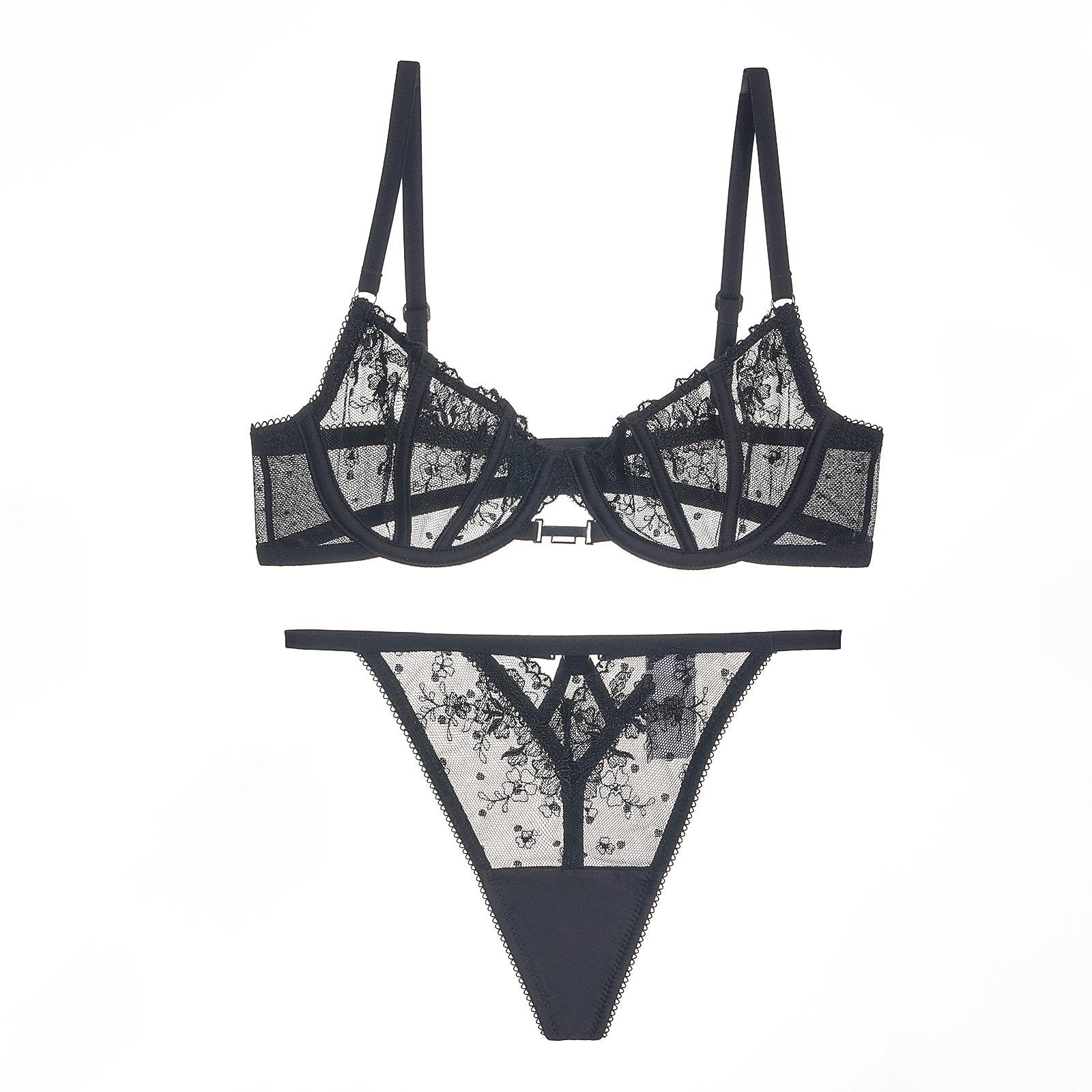 

Европейское и американское сексуальное нижнее белье Вышивка Тонкое Прозрачное Женское Сексуальное Бюстгальтер Стринги S