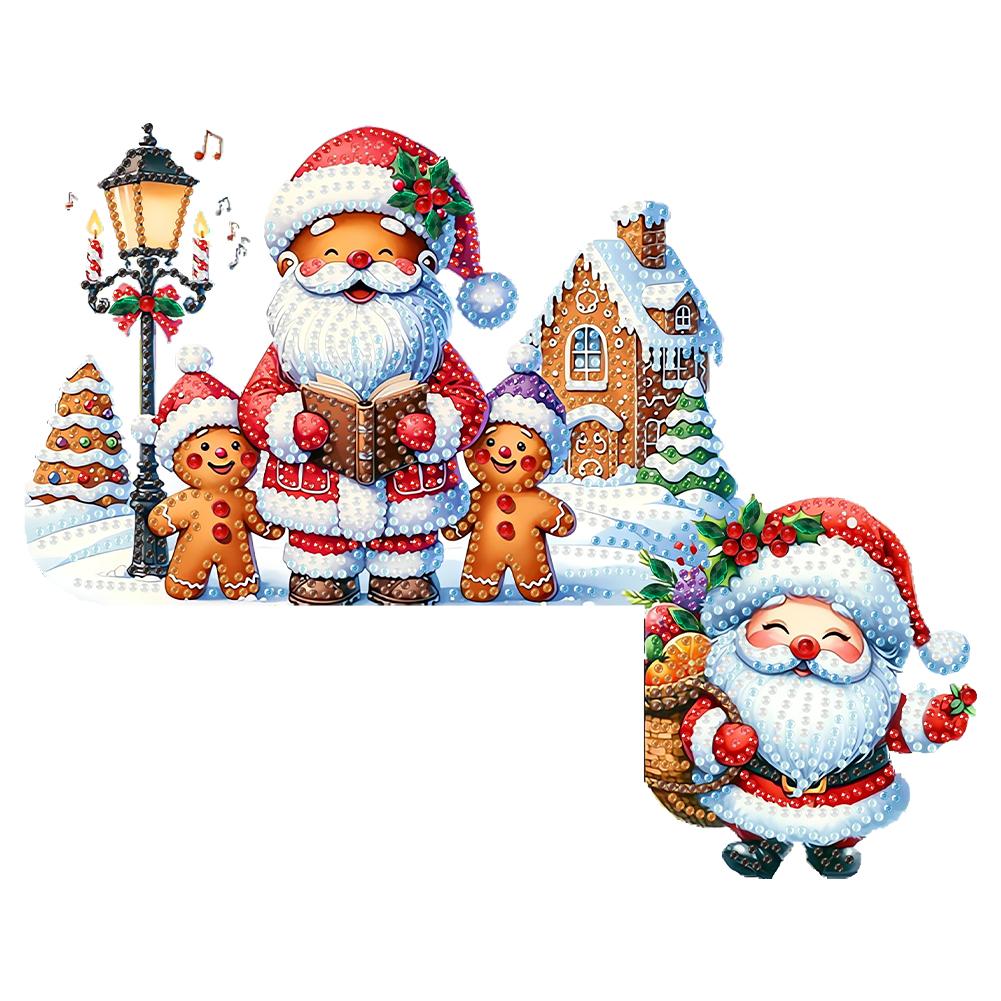 DIY Xmas Diamond Painting Door Frame Hanging Decor Partial Drill Decorative Wooden Door Pendant Diamond Arts Set for Home Office