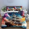 Colorful Ship Wall Art Set Multiple sizes kid's and adults' bedroom Exquisite 3PC bedding set gift
