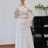 Autumn and Winter New Pink Three-dimensional Flower Shoulder Sweater Pullover Slim Temperament Knitted Sweater Top Women