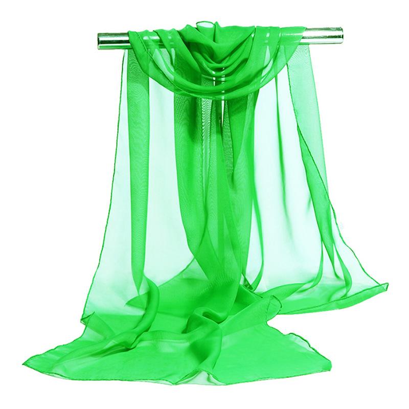 

Длинный женский шелковый шарф с цветочным принтом из шифона и нового однотонного цвета 160*50CM трава зеленый