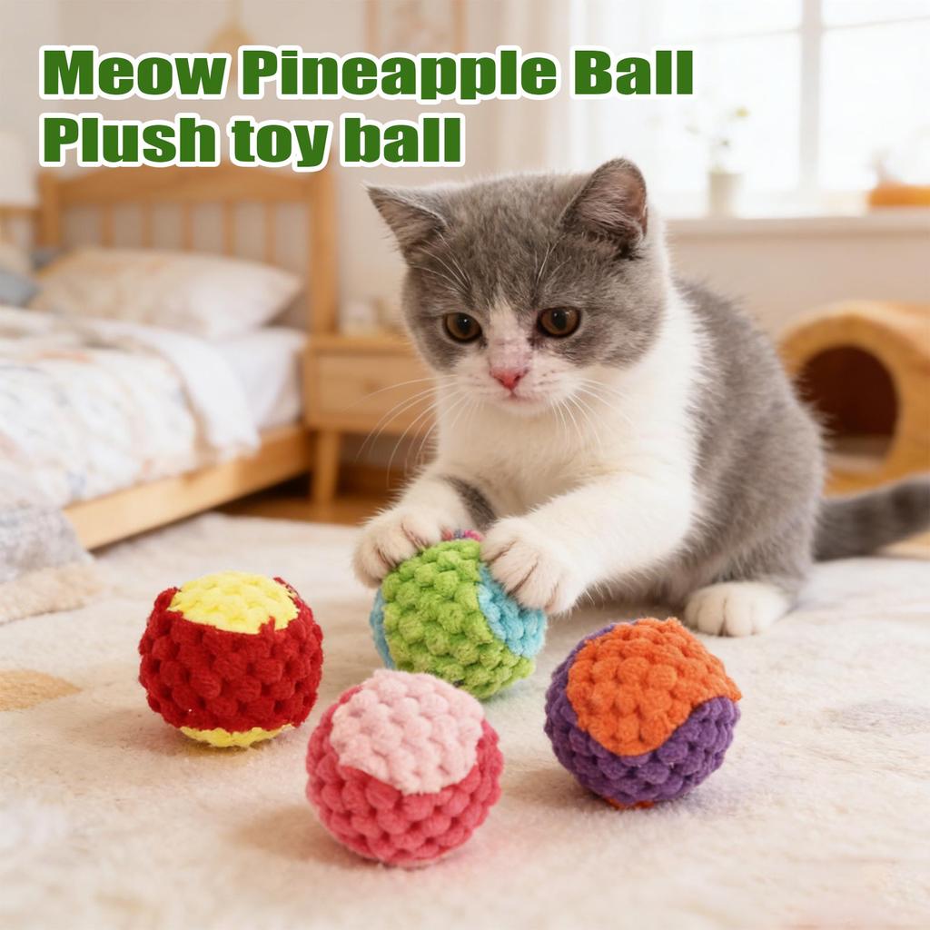 Colorful Plush Cats Toy Balls With Crinkle Sound - Interactive Catnip Toys For Kittens & Cats (Random Colors)