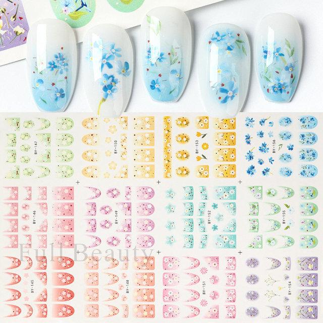 Adesivi per unghie in rilievo con incisione e rilievo per manicure francese, adesivi per nail art