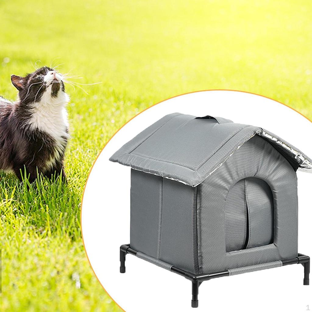 Outdoor Cat House Elevated Warm Protection Shelter Pet Supplies for Winter Barn Community