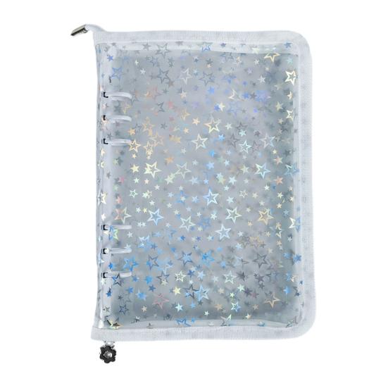 Zipper Binder Transparent Window Design Star Pattern PVC Cover Card Organizer with Multiple Slots Portable Card Holder Binder for Idol Cards Photo