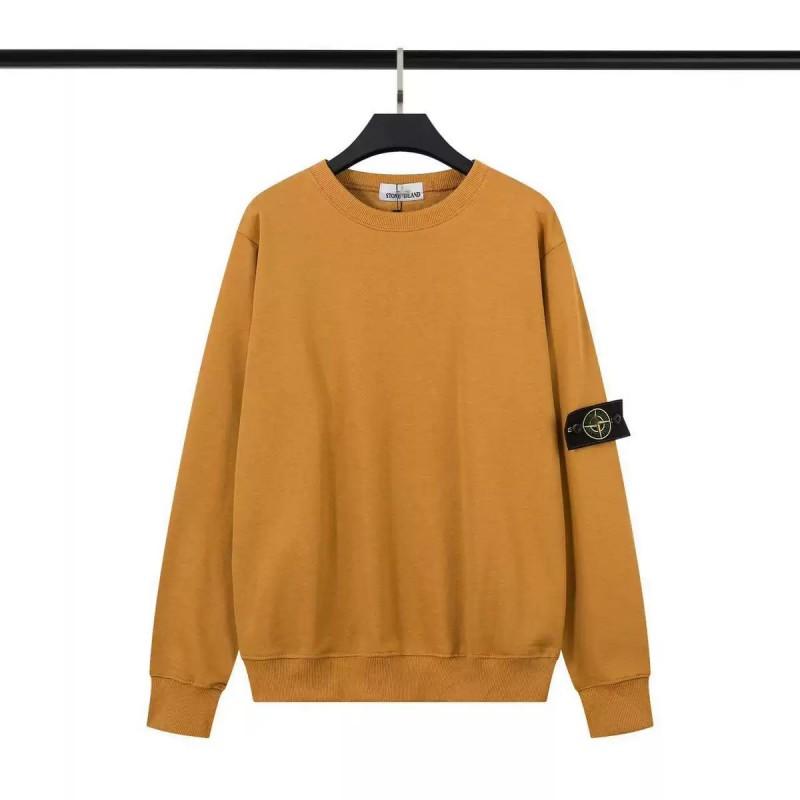 Classic Stone Island Solid Color Crewneck Sweatshirt Badge Long Sleeve Loose Fit Couples
