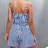 QICED Frauen Frühling Sommer Sexy V-ausschnitt Gestreiften Hosenträger Overall Frauen