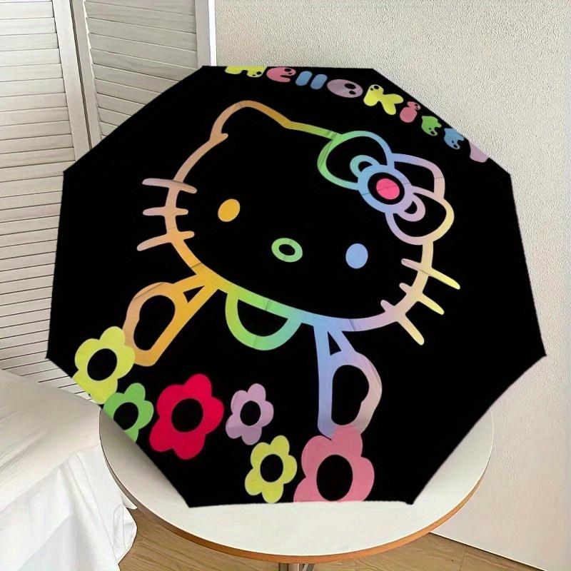 1pc Hello Kitty Rainbow Flowers Umbrella with Plastic Handle,Suitable for All Seasons Home Travel Outdoor UmbrellaSanlio560