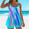 Women's Swimwear Tankini 2 Piece Swimsuit Exotic Stripes  Print Vacation Bathing Suits