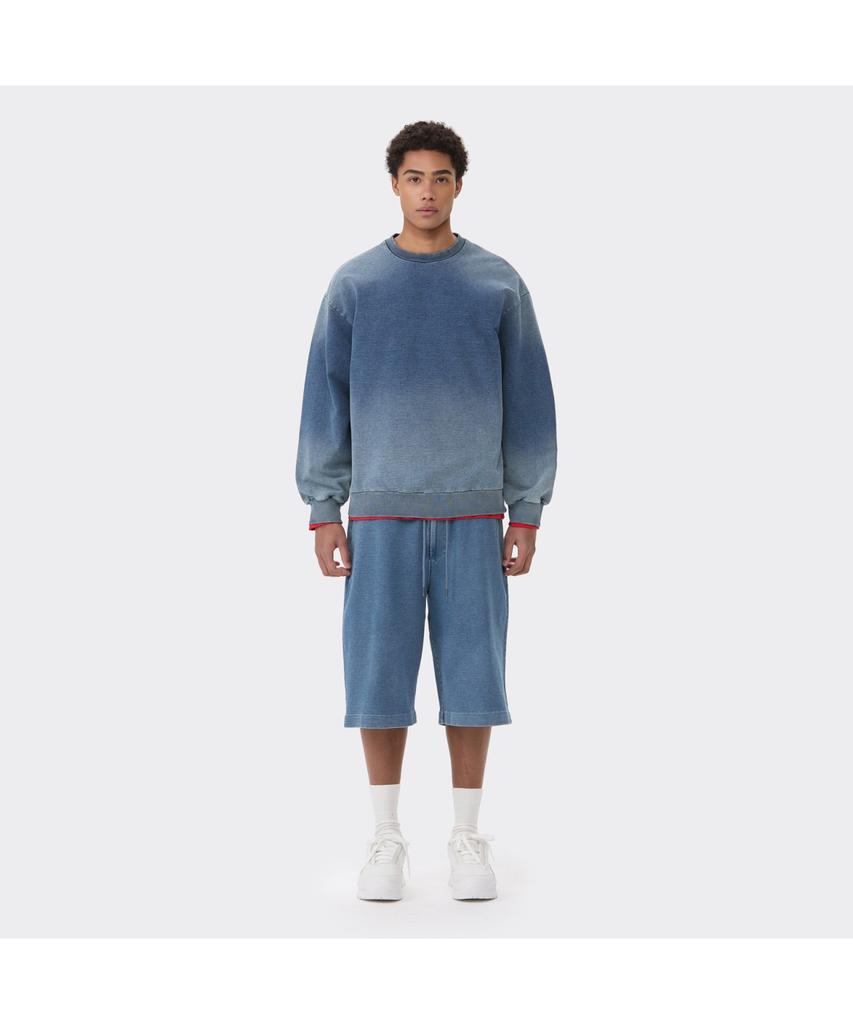 Keoseuuteommellou Blue Washed Two Tone Sweatshirt Cwtas26117Bux
