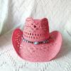 Cappelli Gialli Estivi da Uomo Stile Western Intrecciati a Mano in Paglia Cappello Jazz da Sole da Spiaggia Cappellino da Cowgirl Donna Rosa Shocking Monocolore Sombrero Uomo