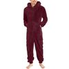Men's Zipper Warm Plush Jumpsuit Warm Pajamas