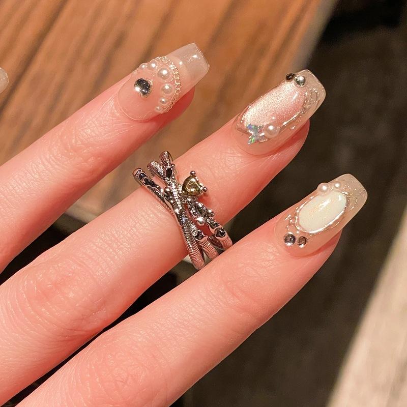 High-End Medieval Brushed Open Ring, Snake Ring, Personalized Diamond-Set Niche Design Accessories