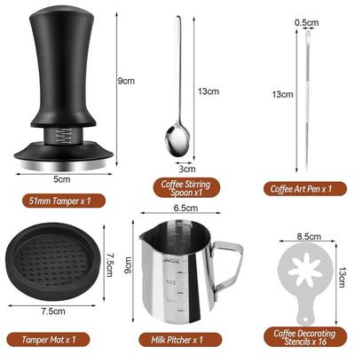 Adjustable Coffee Tamper and Distributor Six-Piece Set
