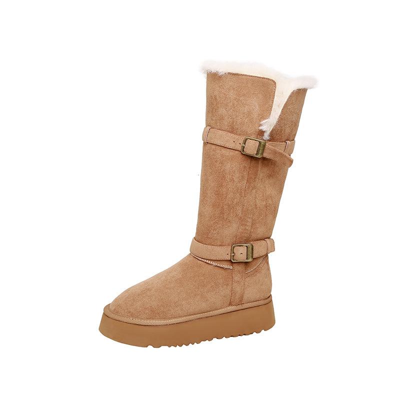 Milch Huhu~ Zwei tragen gefaltete dicke Sohle Schneestiefel für Damen Winter rutschfest warm Samt Nordost Schnee Baumwollstiefel