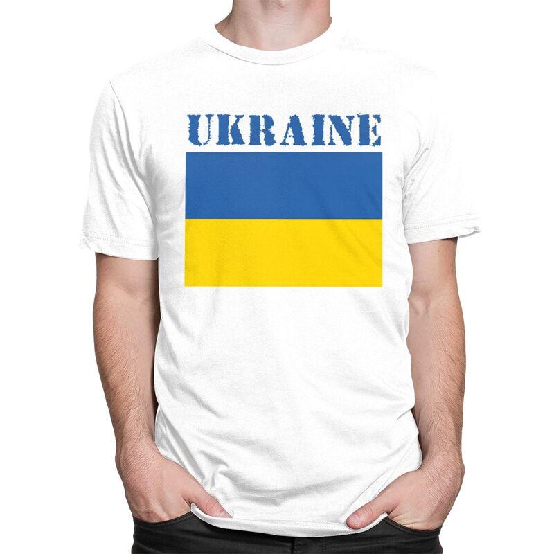 Custom Ukraine Flag T Shirts Men Pure Cotton Tees Tshirt Tshirt Clothing
