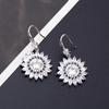 French Style Sunflower Zircon Earrings - Elegant Round Design for Weddings & Christmas Gifts