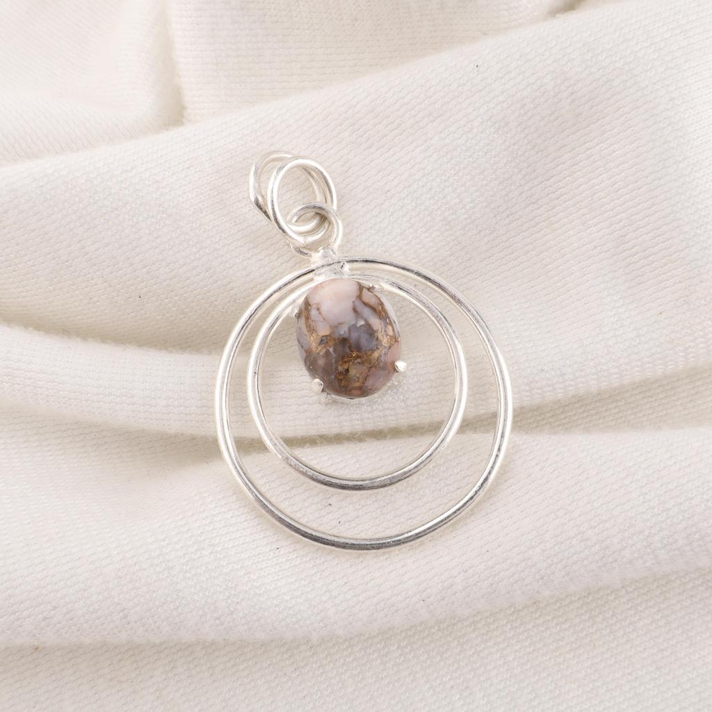Pink Copper Turquoise Handmade Gemstone Pendant, 925 Sterling Silver Pendant Wonderful Jewelry, For Engagement Gift