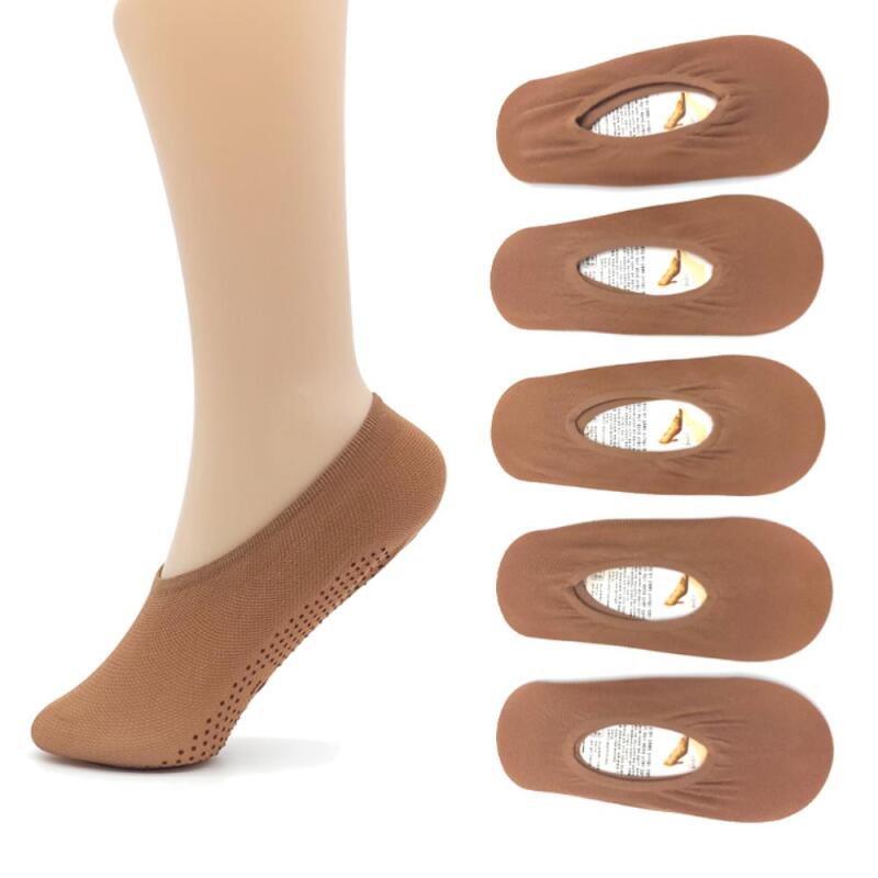 5-Pair Set of Women s Non-Slip Socks 5 pairs of coffee