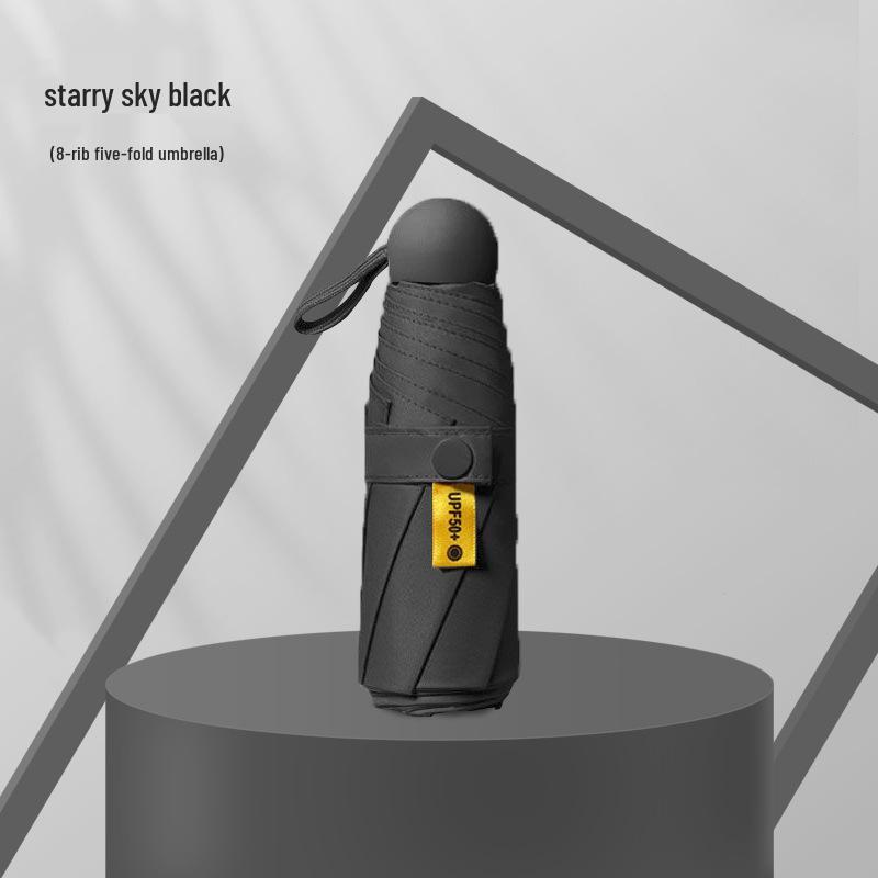 Kompakter UV-Schutz Faltbarer Regenschirm mit Schwarzer Fütterung