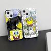 Cartoon Niedlich S-SpongeBob Anime Gehärtetes Glas Für Iphone 14 13 12 11 Pro Mini XS MAX 14Plus X XS XR Hüllen