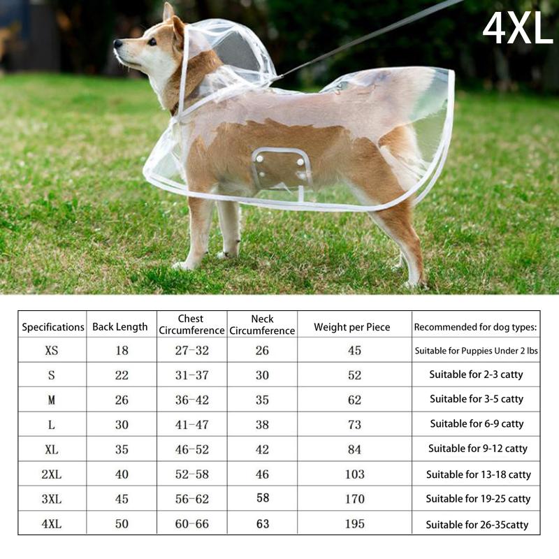 Capa de Chuva para Animal de Estimação Capa de Chuva Transparente para Cão Impermeável e à Prova de Vento Roupa para Animal de Estimação Cão Grande Animal de Estimação Cão Fantasia para Animal de Estimação