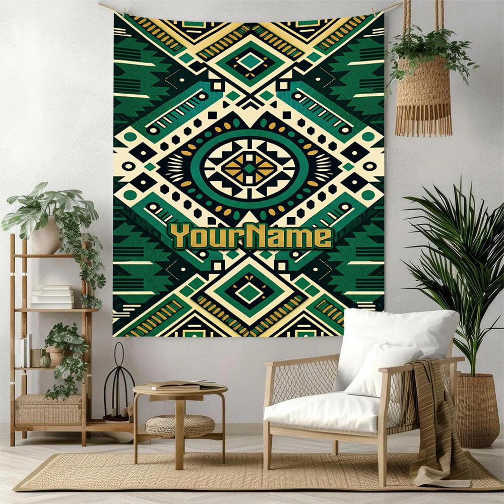 Ethnic Tribal Patterns Custom Your Name Wall Decor Tapestry Art For Pet Memorial Birthdaywedding Party Backdrop Family Gift