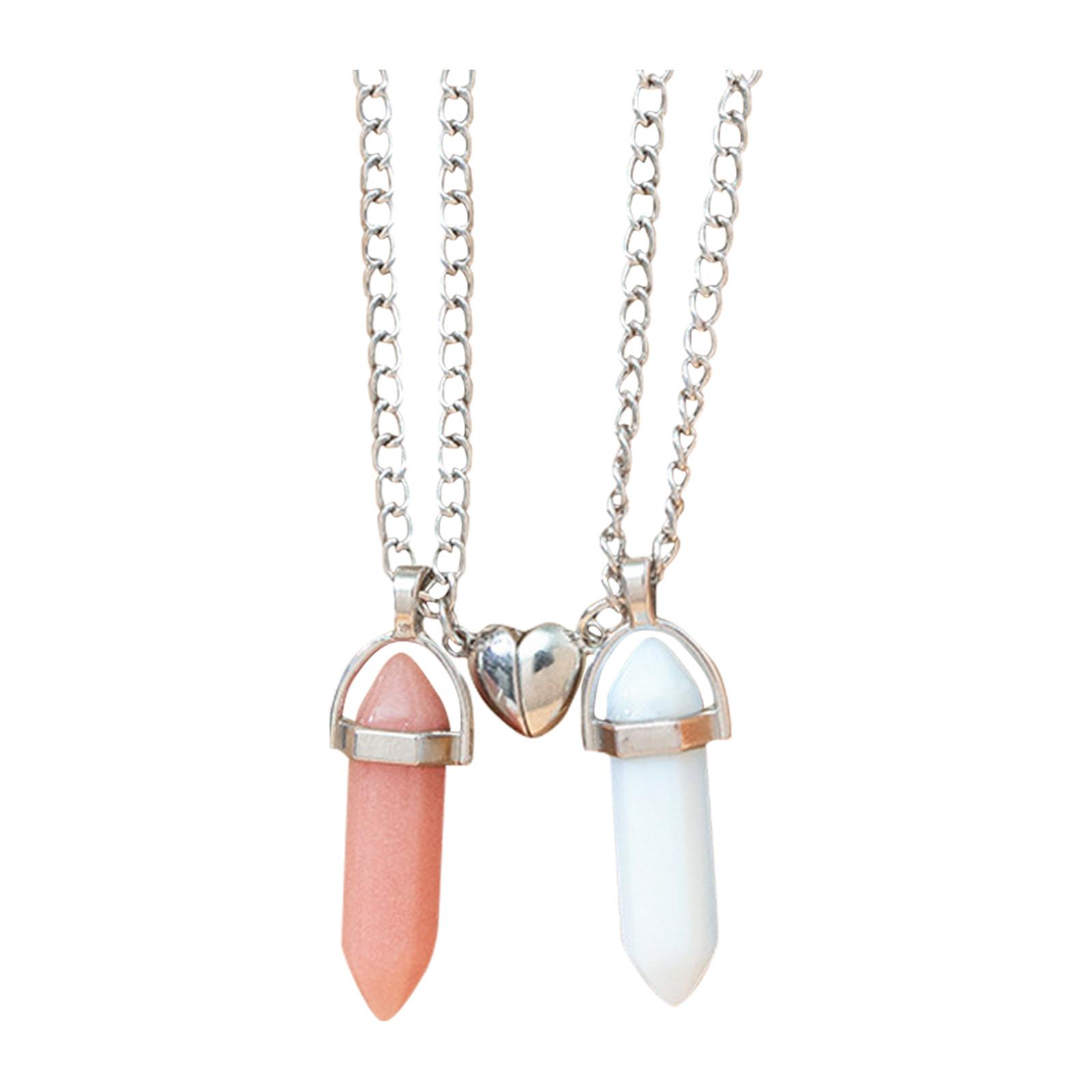 

Ожерелье с шестигранной подвеской, пара, магнитное ожерелье, натуральный камень, кристалл, кварцевый кулон, ожерелье, ювелирные изделия One Size розовый