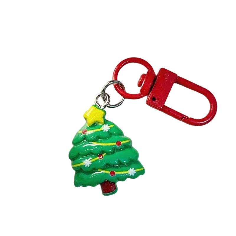 

Cute Christmas Keychain Resin Cartoon Santa Claus Reindeer Snowman Design Keyring Holiday Gift for Kids Friend