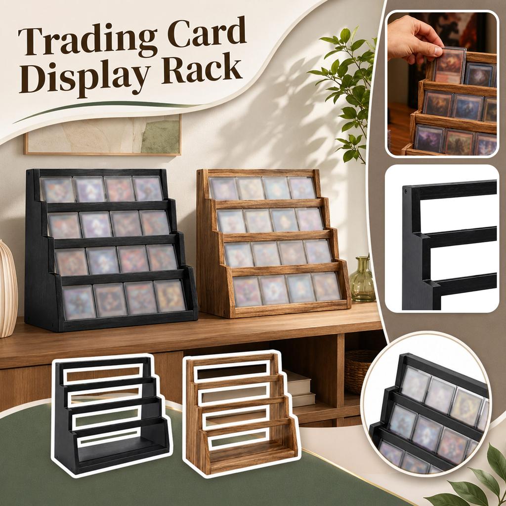 Houten Meerlaagse Displaystandaard Vierlaagse Kaarthouder Opbergrek Massief Hout Trapstijl Organizer voor Verzamelingen en Kleine Items