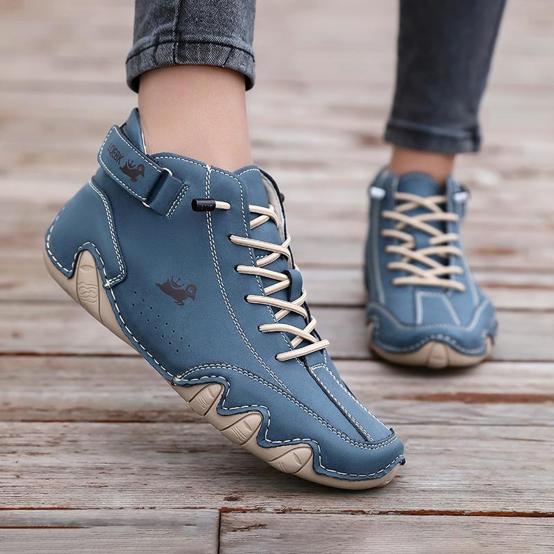 Women's High Top Sports Shoes Comfortable Lightweight Non Slip Walking Loafers Fashionable Lace Up Outdoor Bottomed Ankle Boots