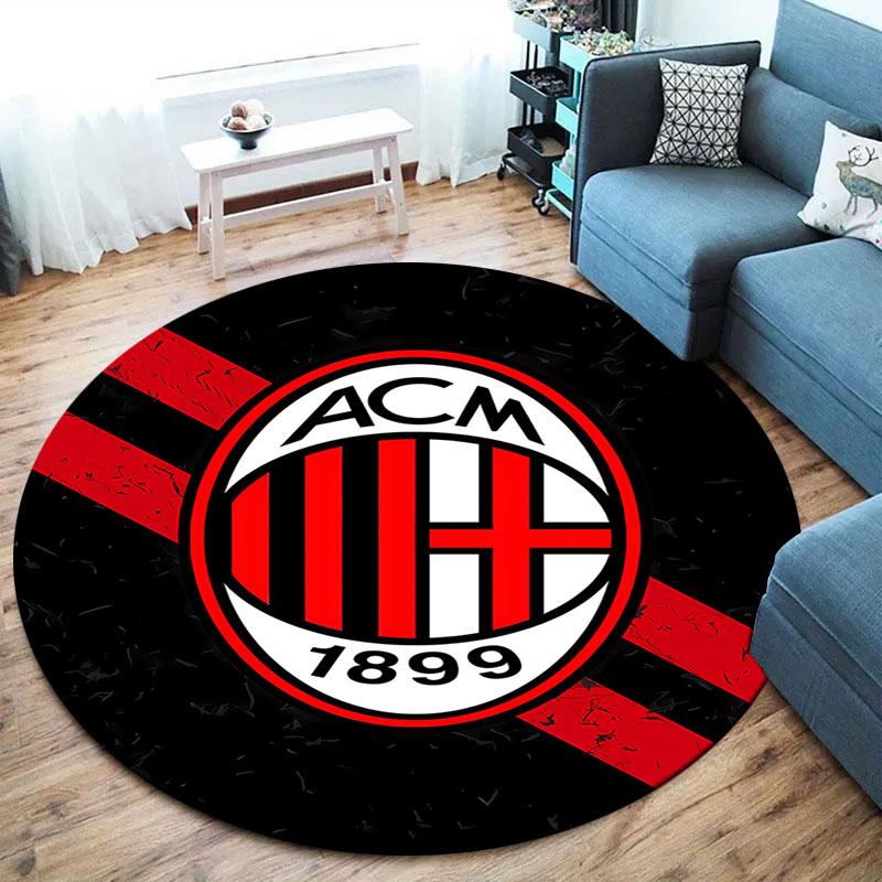 AC Milan Round Area Rug,Carpet Rug for Living Room Bedroom Sofa Playroom Decor,Non-slip Floor Mat