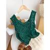 DIMANAF 2026 New T-Shirt Women Knitting Lace Vest O-Neck Hollow Summer Style Basic Tops Tees Loose Clothing
