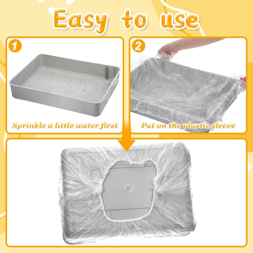 60 Pcs Disposable Plastic Cage Liners 27x19 inch Clear Bunny Litter Box Liners Elastic Small Animals Toilet Film Cover Bags for Hamster Ferret